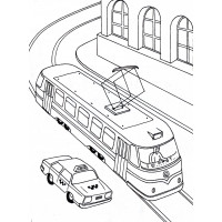 Трамвай и такси на светофоре