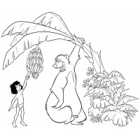 Маугли и Балу собирают бананы