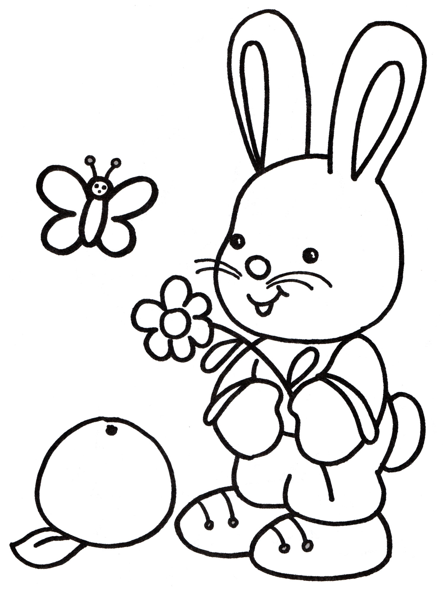 Зайчик (Bunny) | Раскраска для детей 4, 5, 6, 7 лет: 36 разукрашек