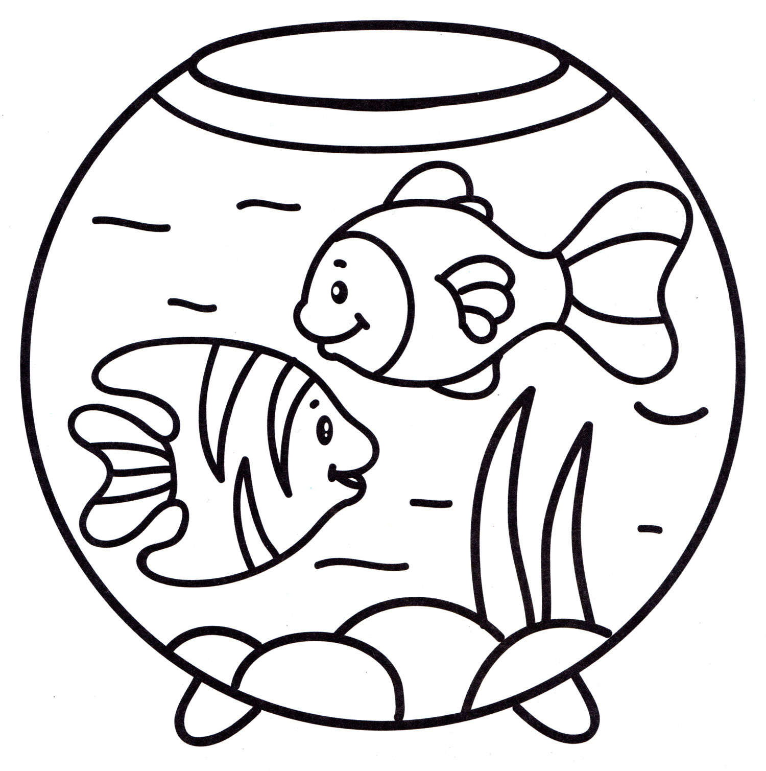 Раскраска Аквариум с рыбками