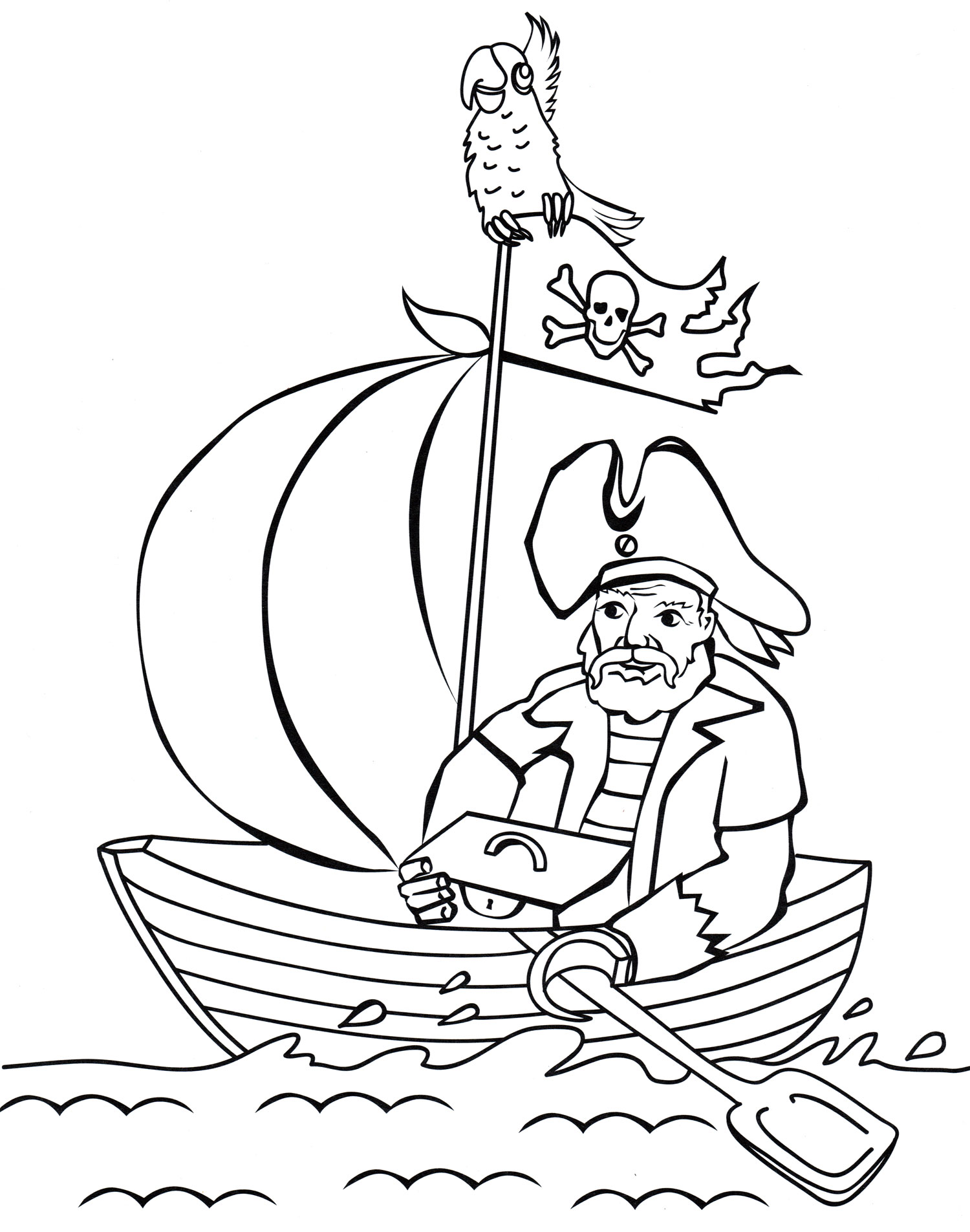 Раскраска Пират в лодке