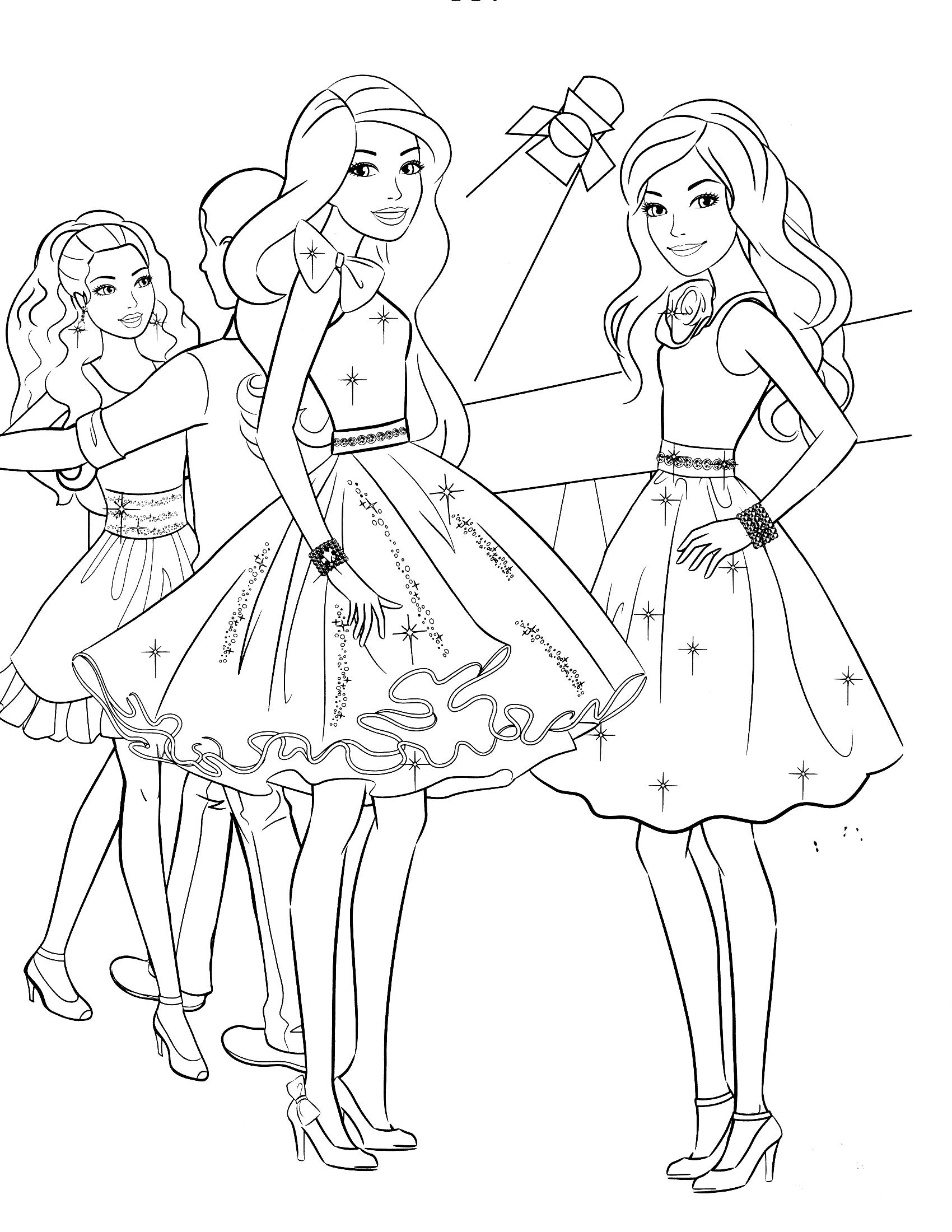 Раскраска Барби со своими подружками