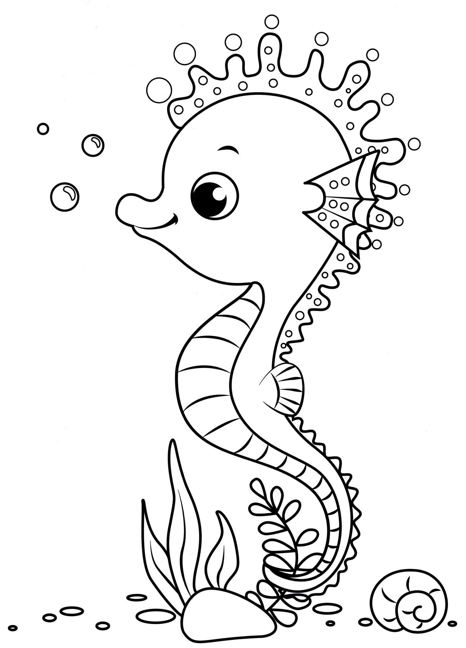 Раскраска Морской конек под водой