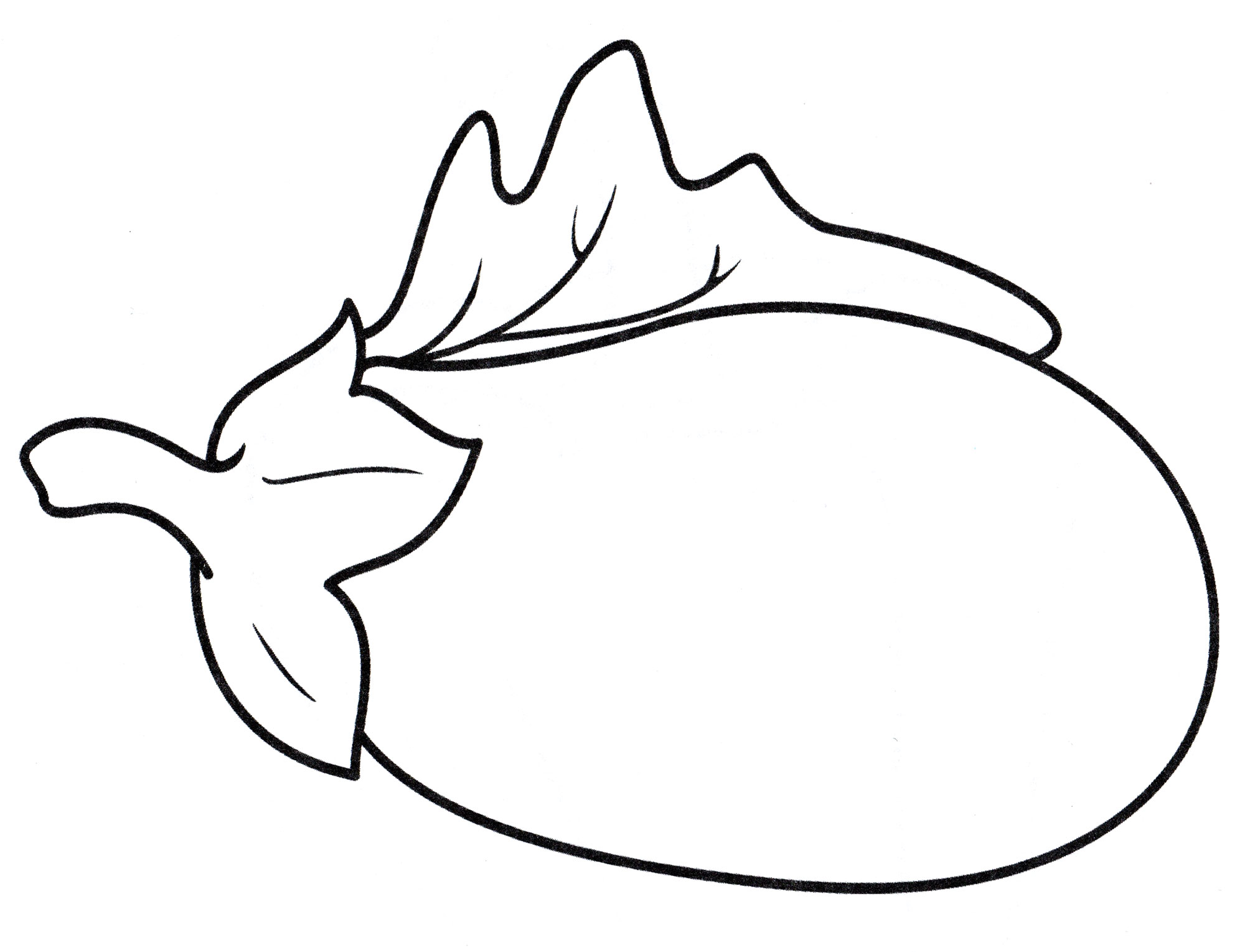 Раскраска Баклажан с листочком