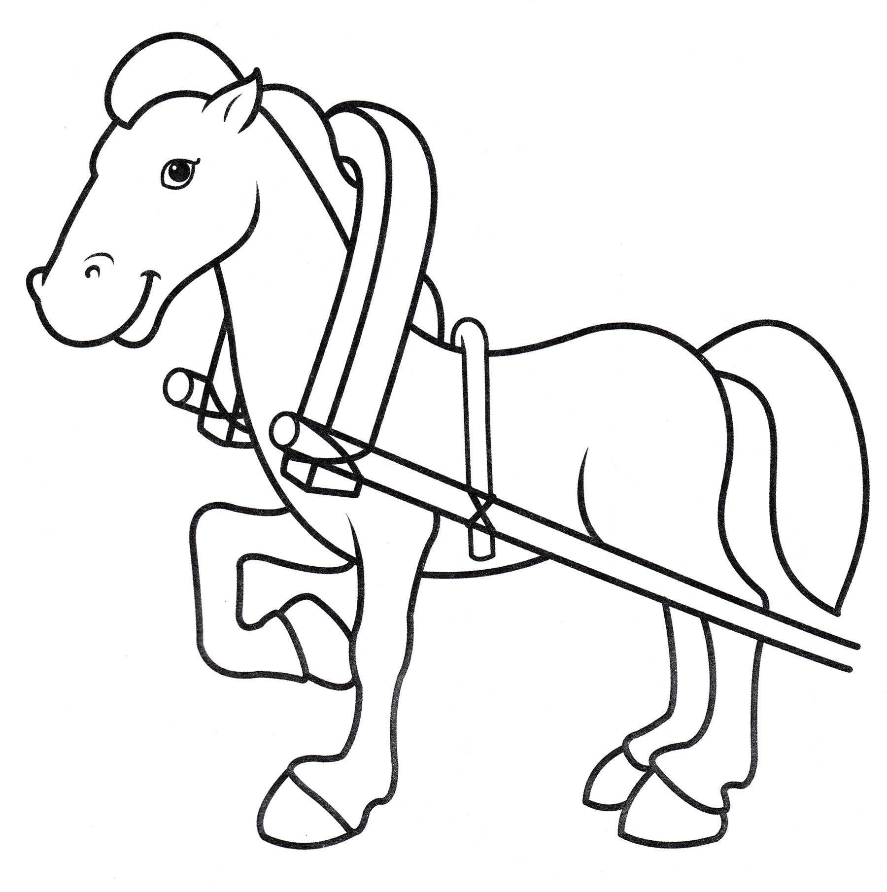 Раскраска Лошадь в повозке
