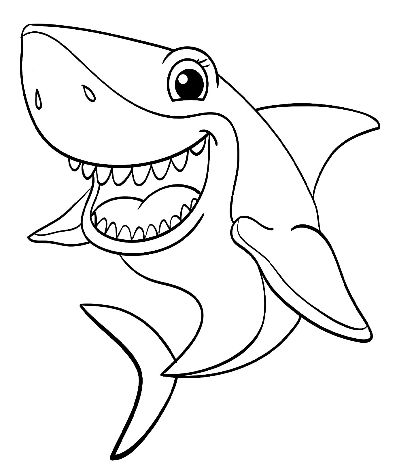 Раскраска Веселая акула
