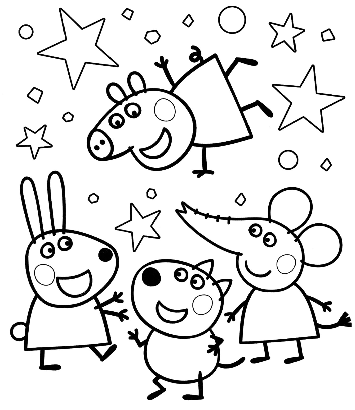 Распечатать раскраски Свинка Пеппа для детей бесплатно