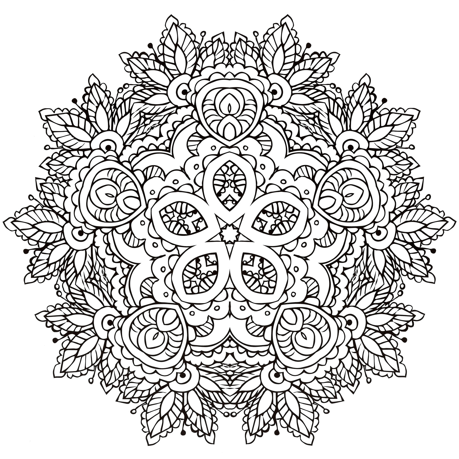 Раскраска Мандала Восточное цветение