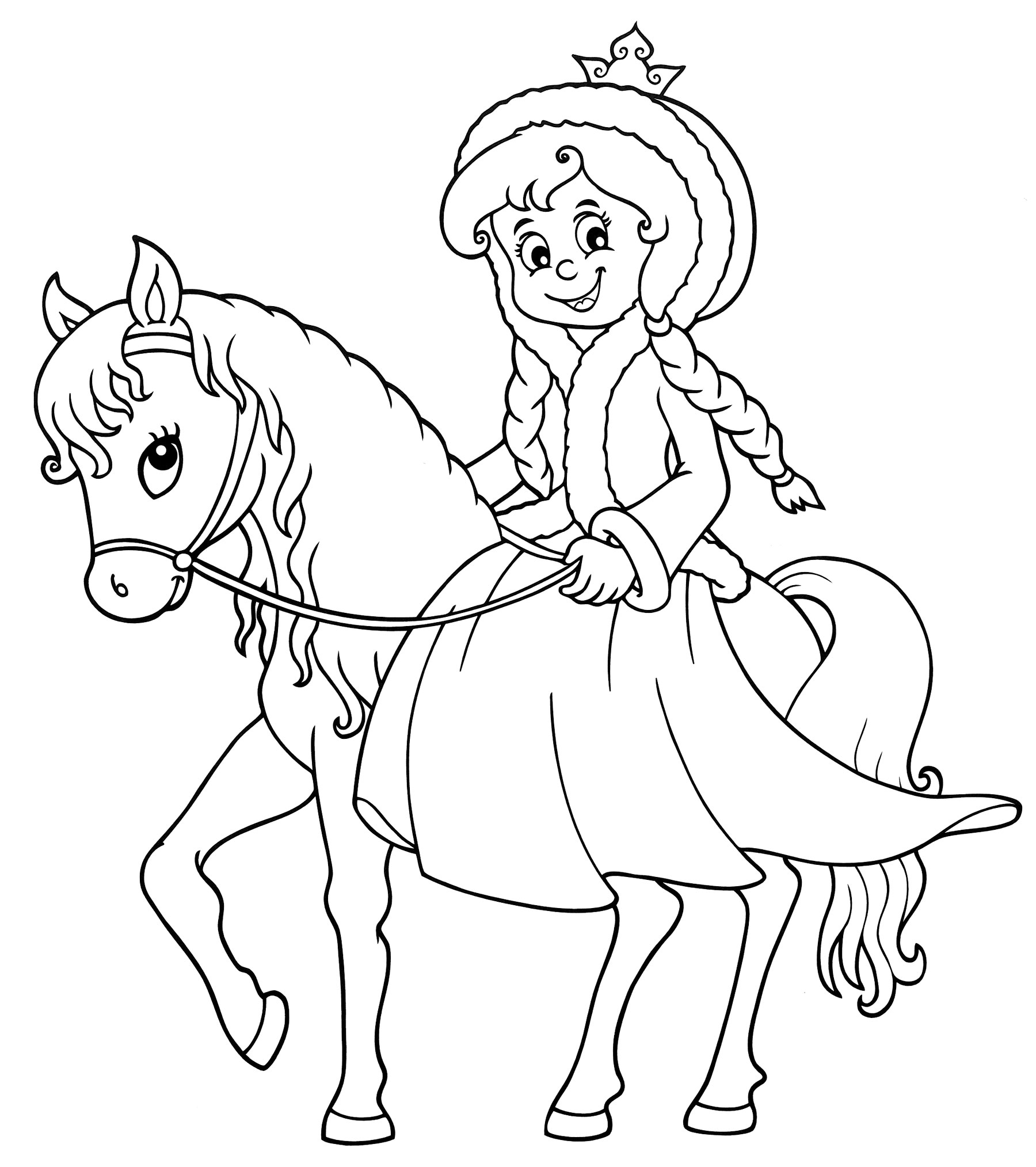 Раскраска Принцесса на коне