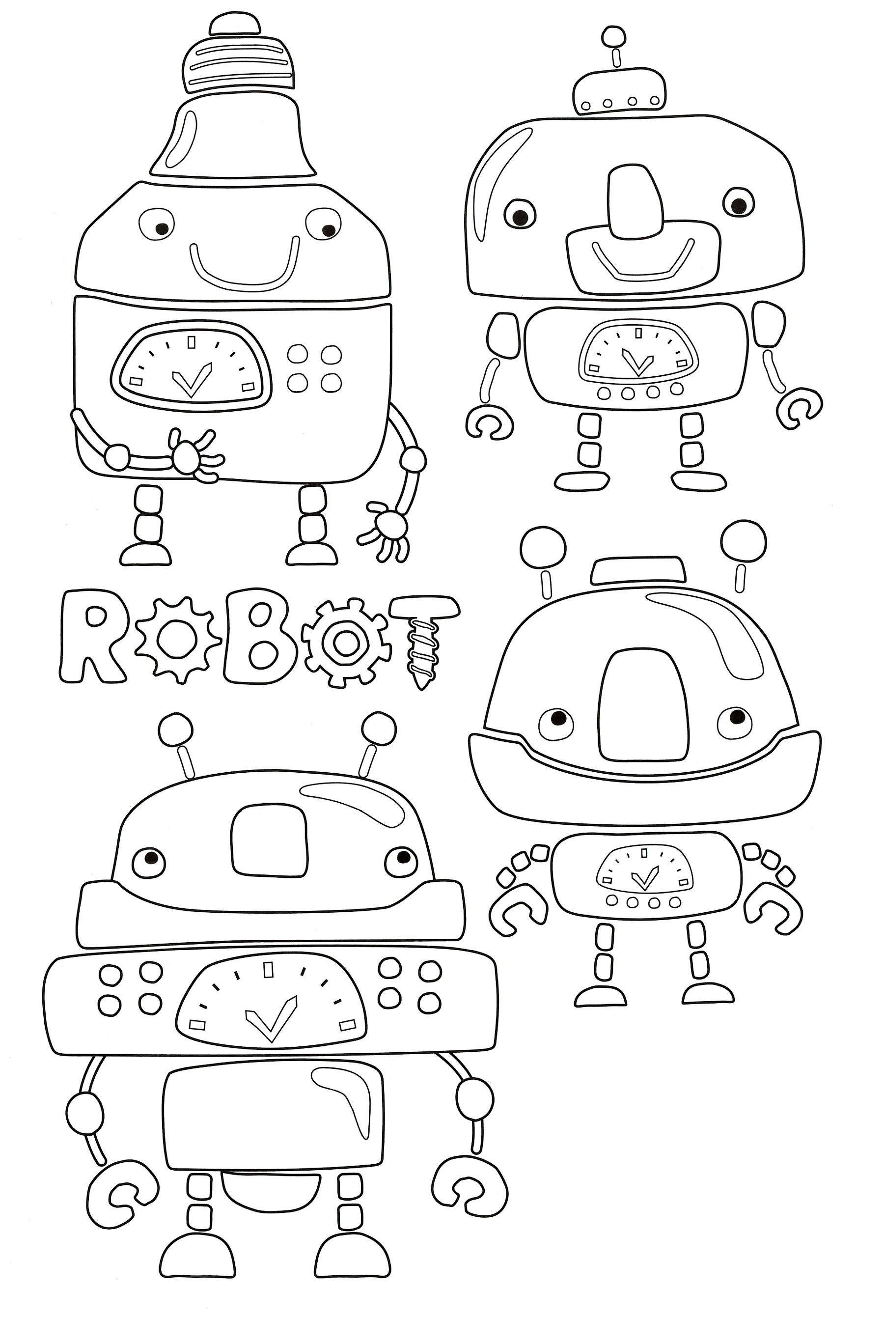 Раскраска Маленькие роботы