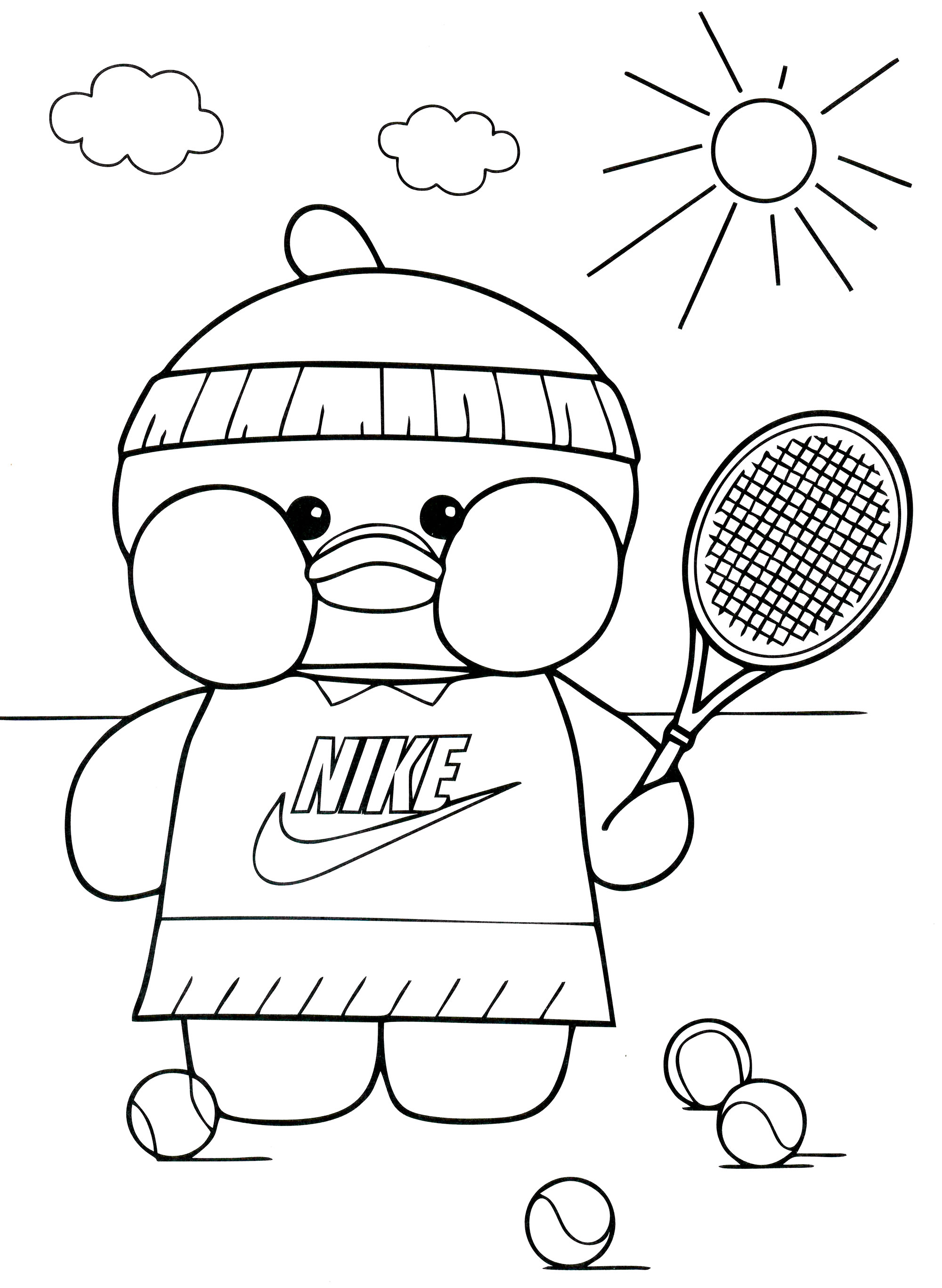 Раскраска Уточка теннисистка