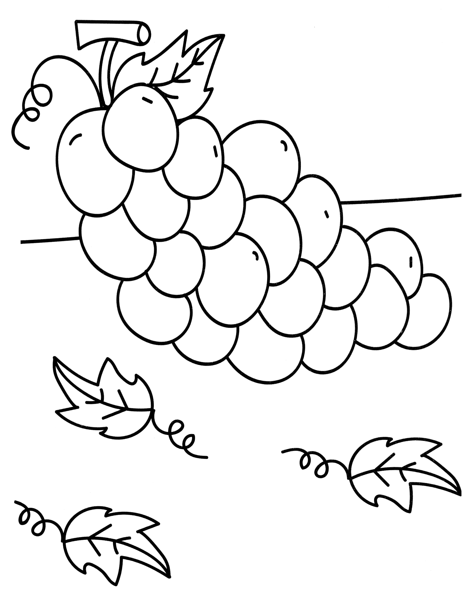 Раскраска Гроздь винограда с листиками
