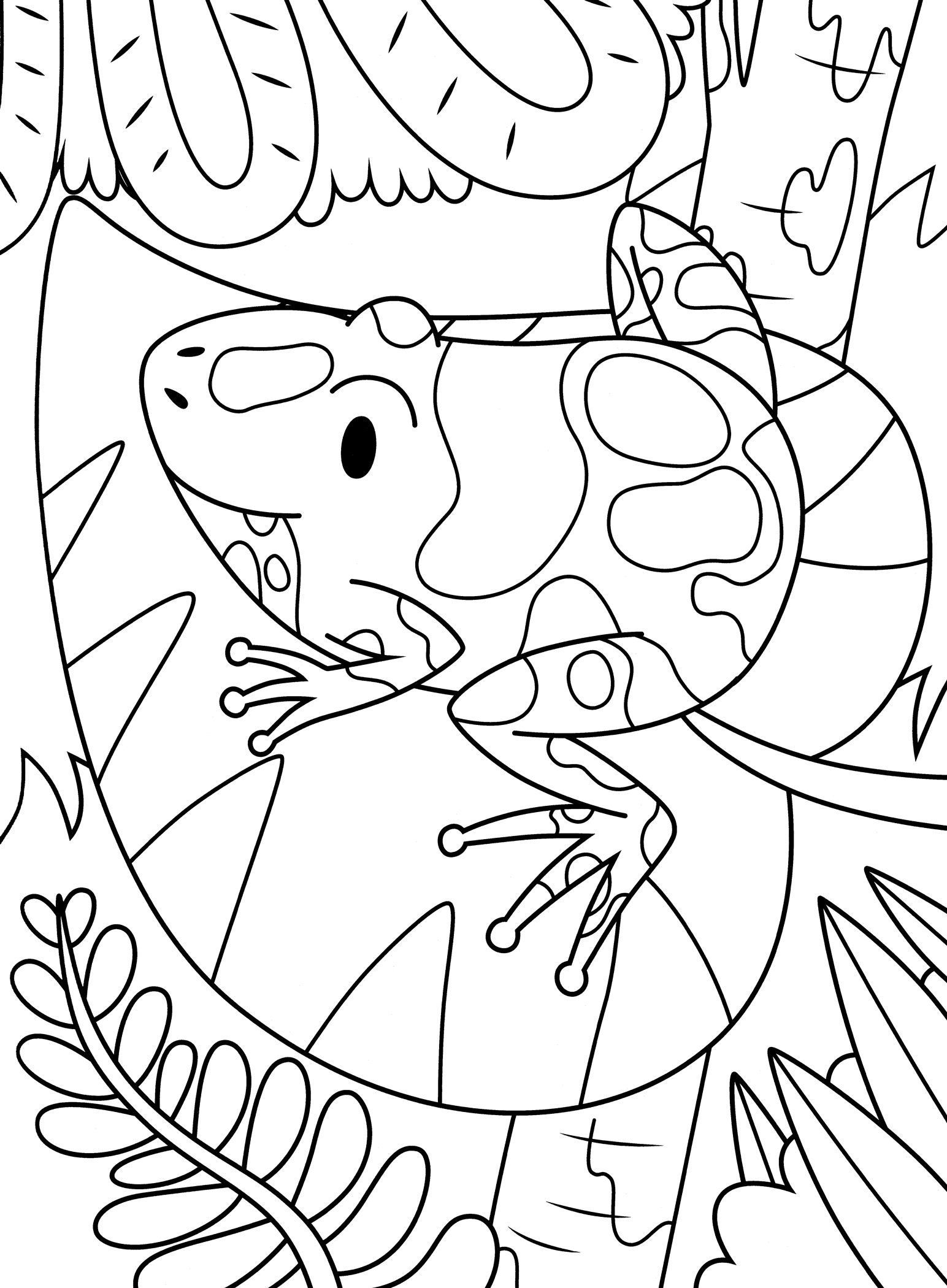 Раскраска Пятнистая лягушка на листике