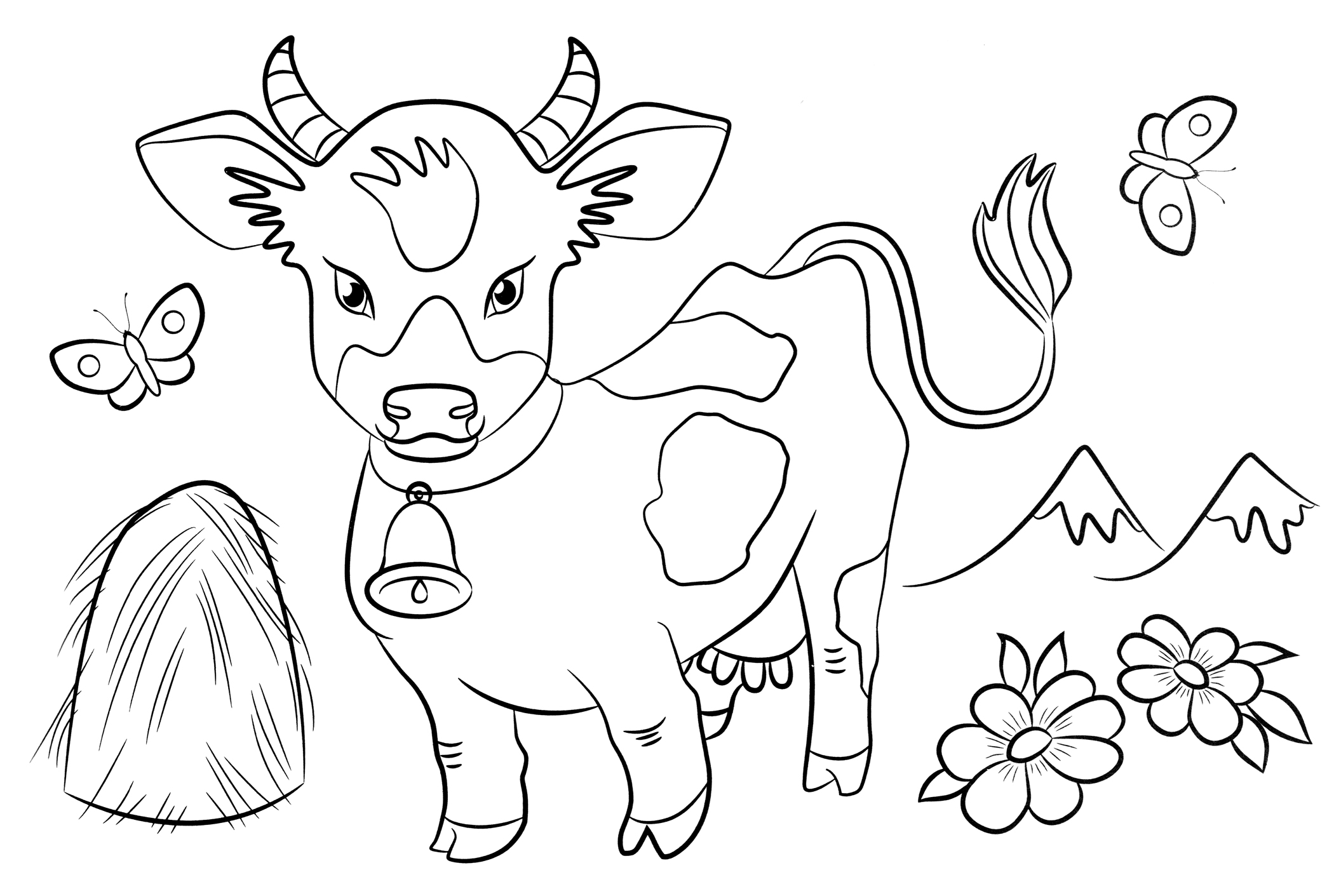 Коровка. Раскраска. Коровка раскраска печать. Сено раскраска для детей. Раскраска для малышей корова стог сена.