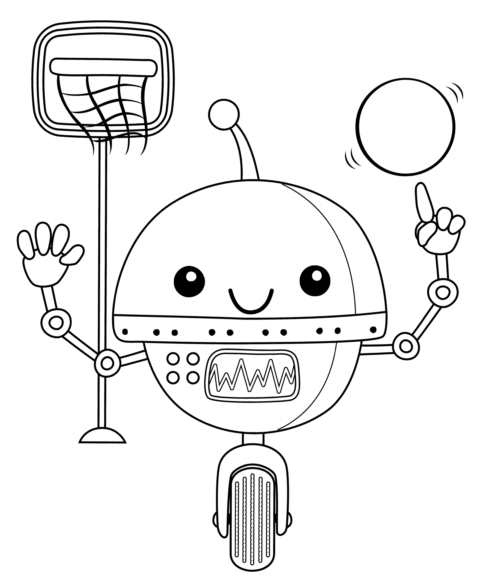 Раскраска Робот с мячиком