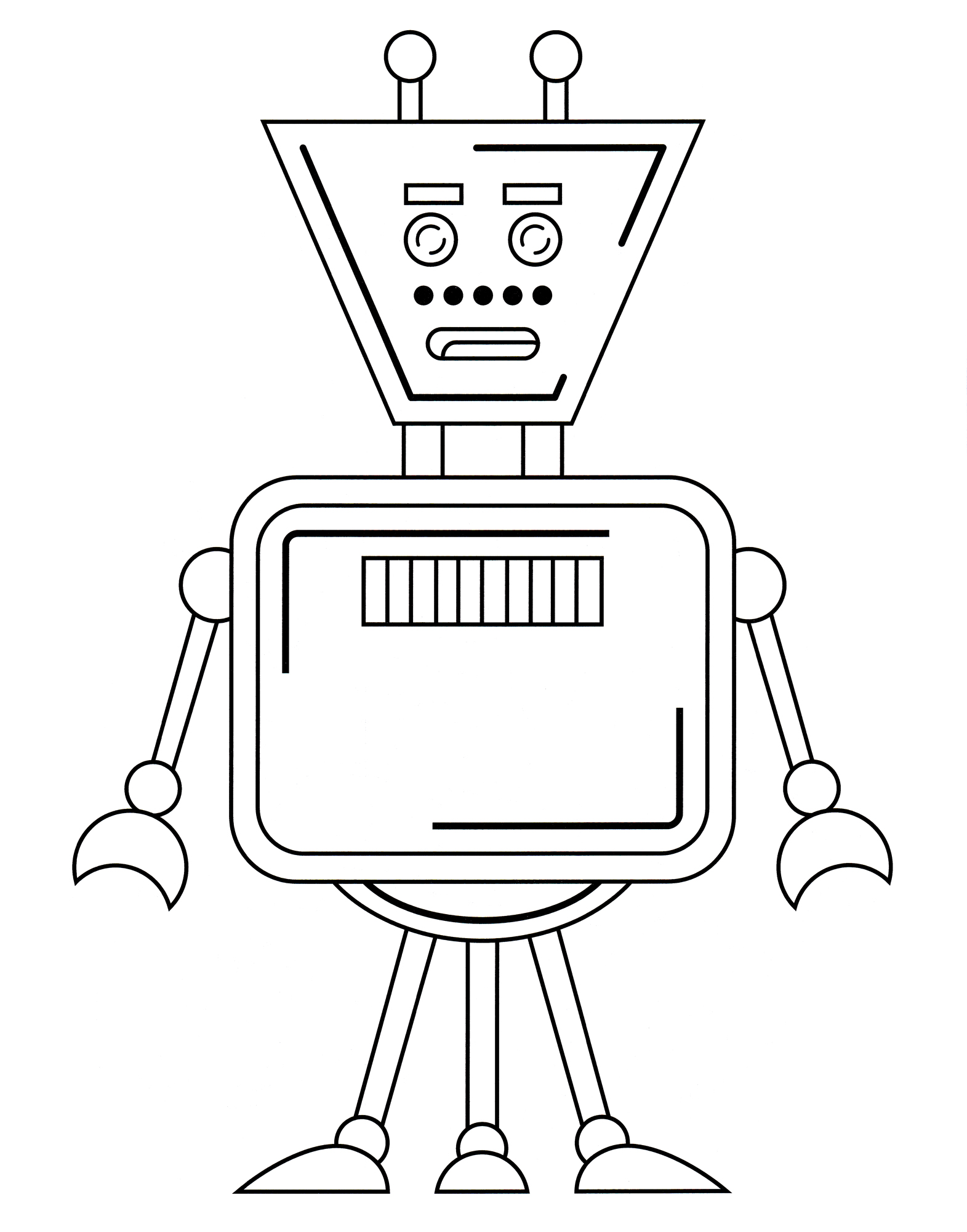 Раскраска Робот с трапециевидной головой