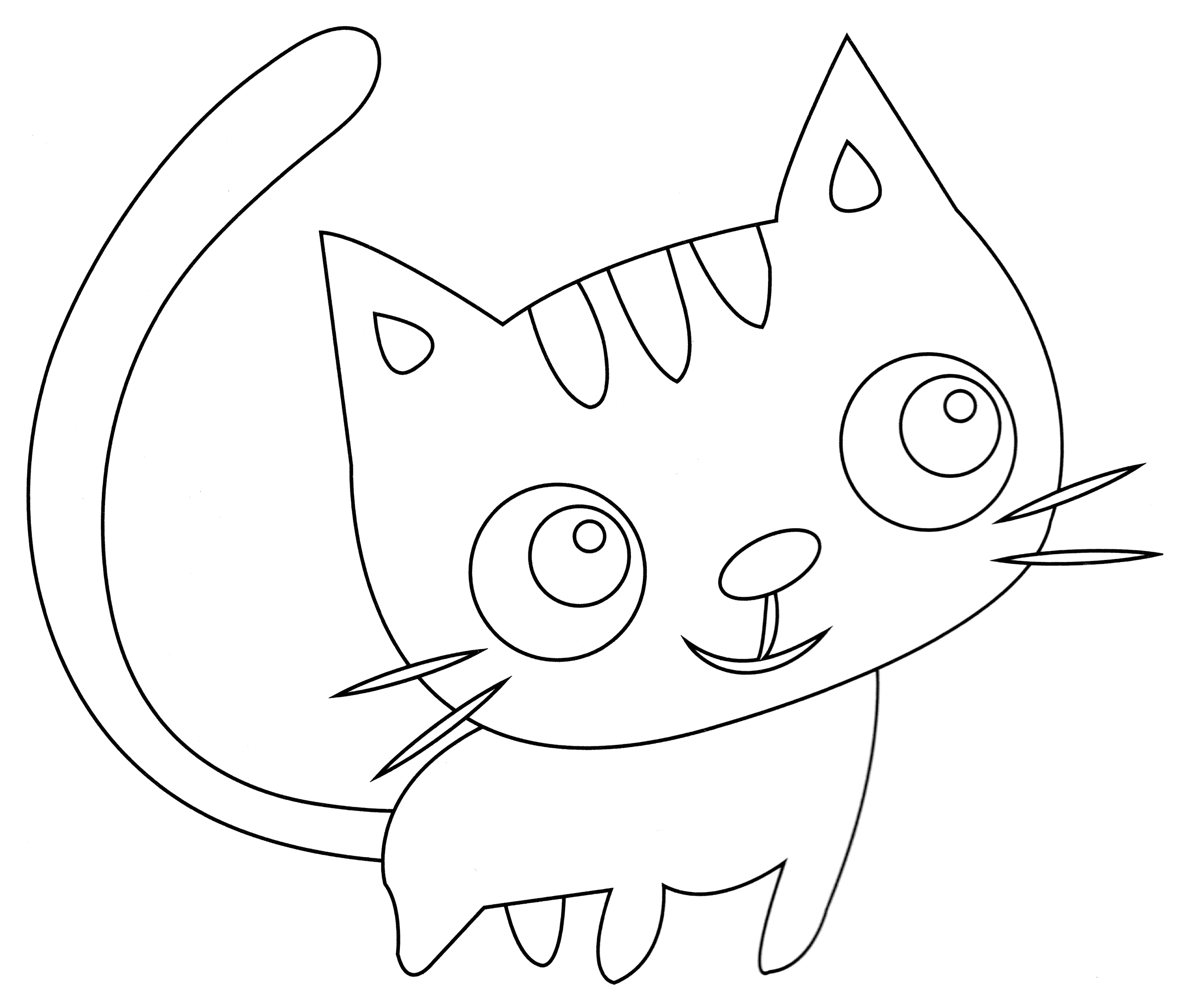 Раскраска Длиннохвостый котёнок