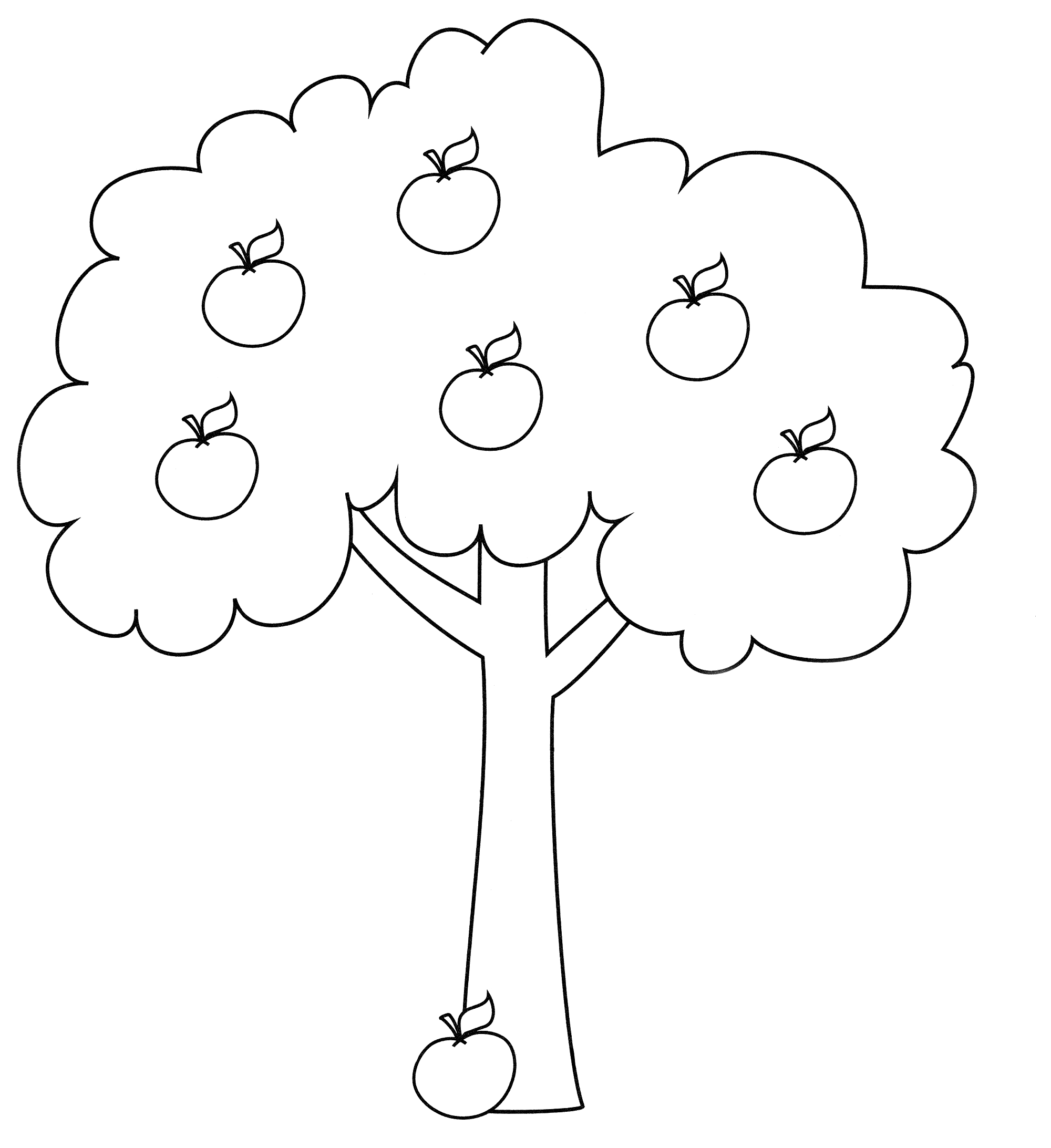 Раскраска Дерево с яблоками - распечатать бесплатно