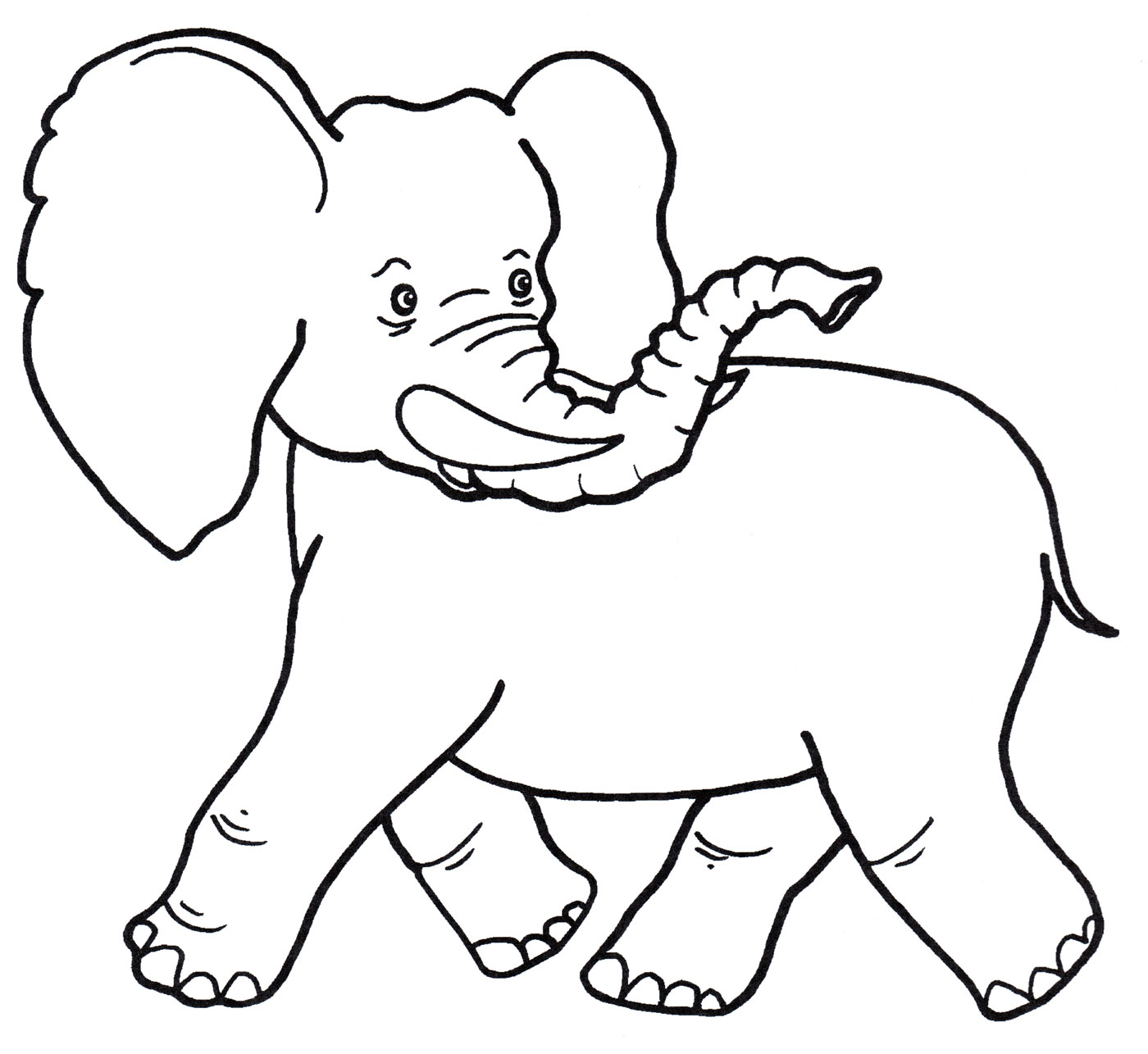 Раскраска Слон машет хоботом