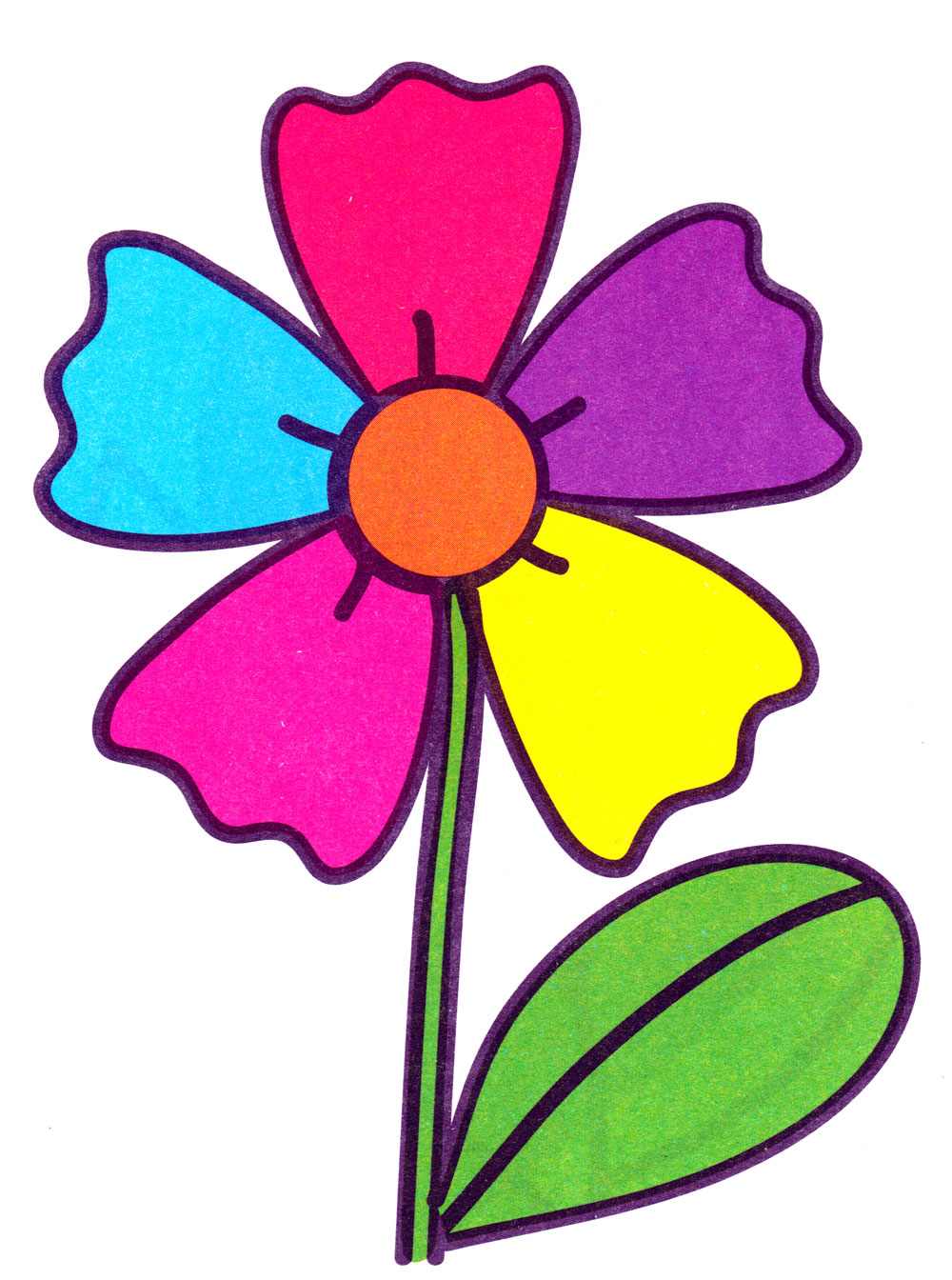 Цветок с пятью разноцветными лепестками