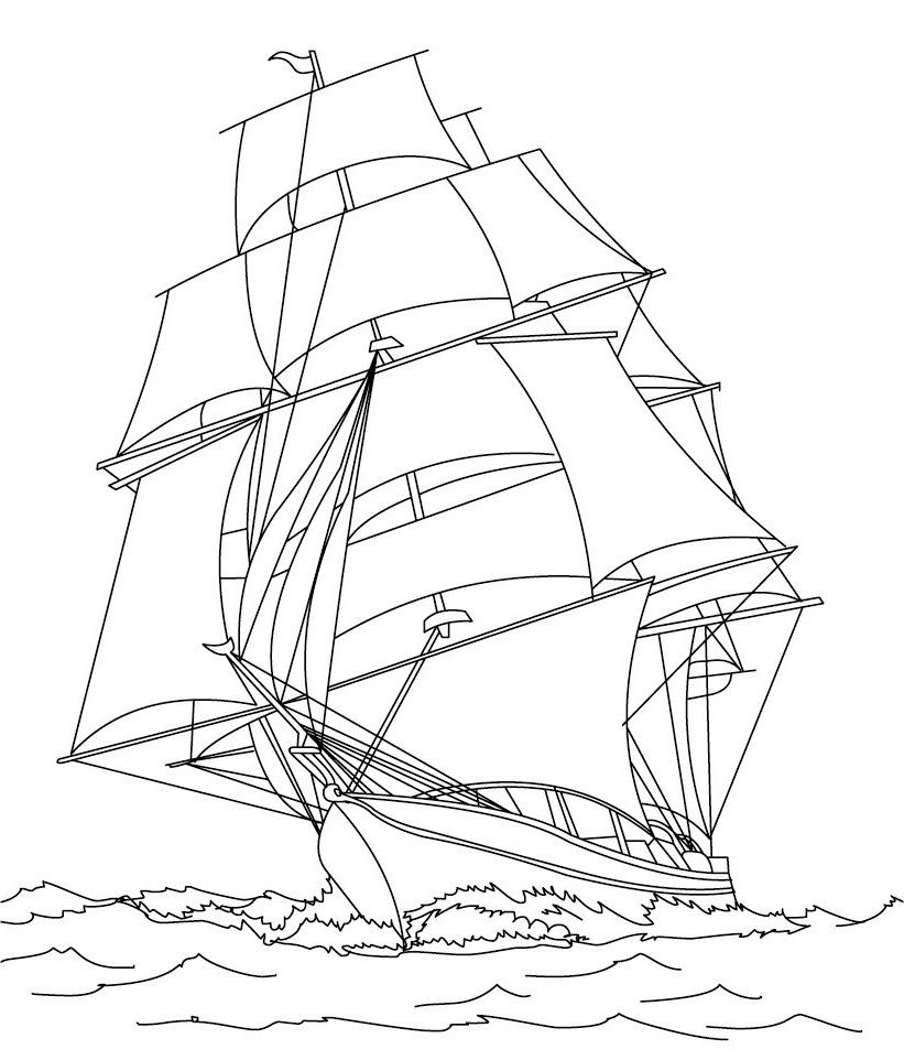 Раскраска Парусный корабль