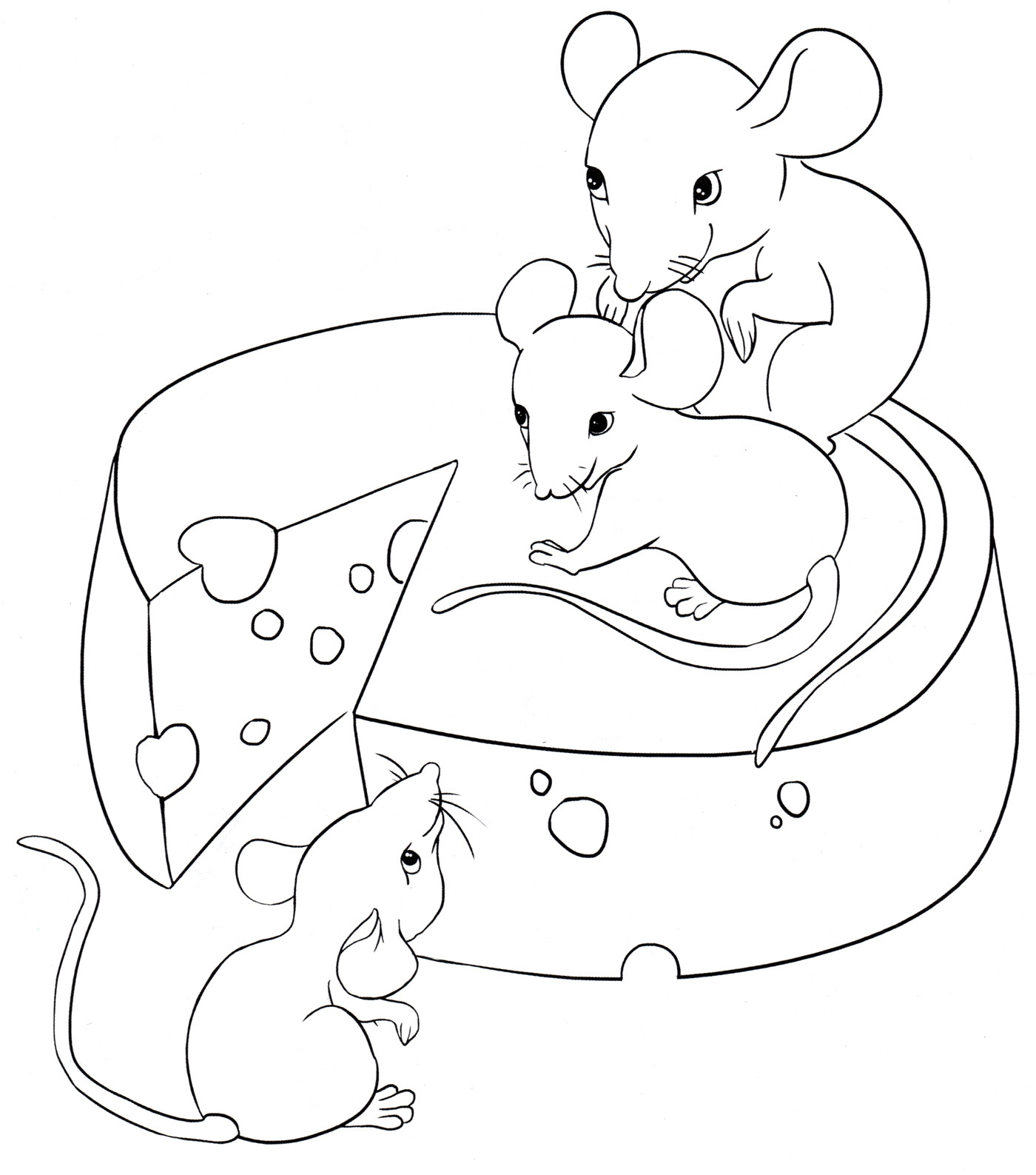 Раскраска Мышки нашли сыр