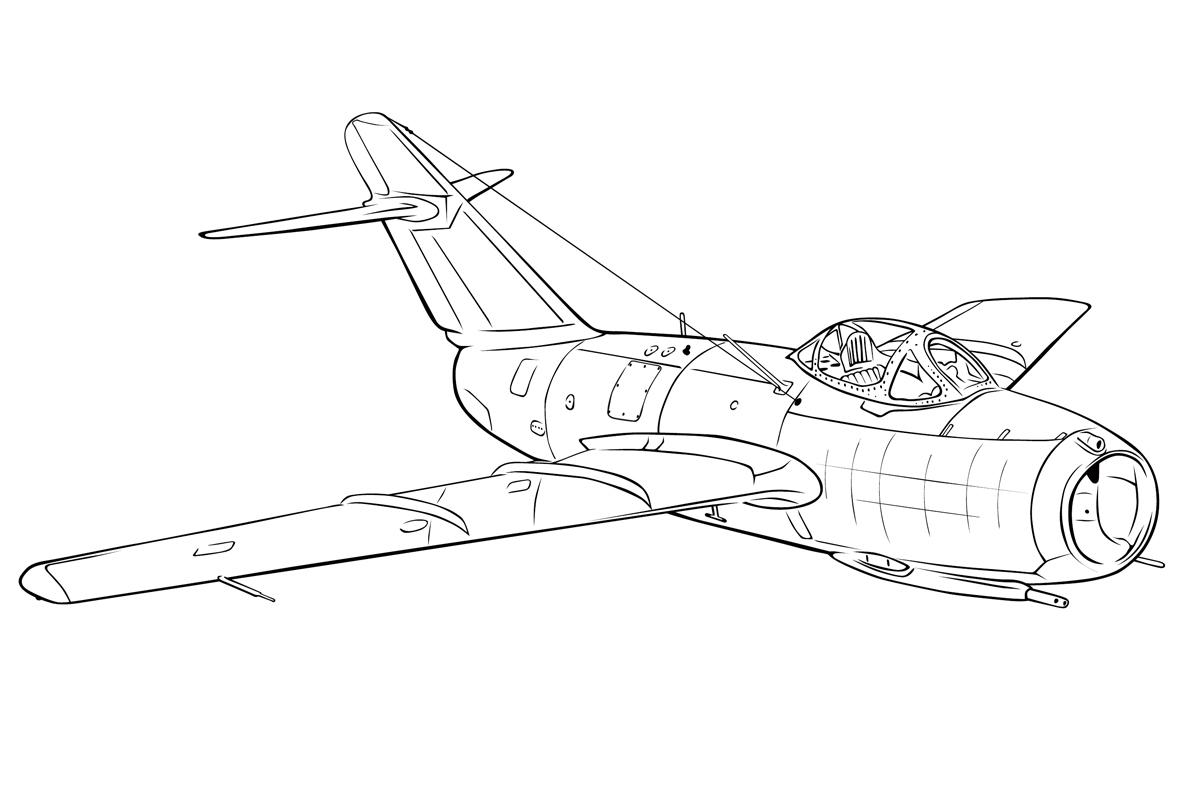 Раскраска Истребитель МИГ-15