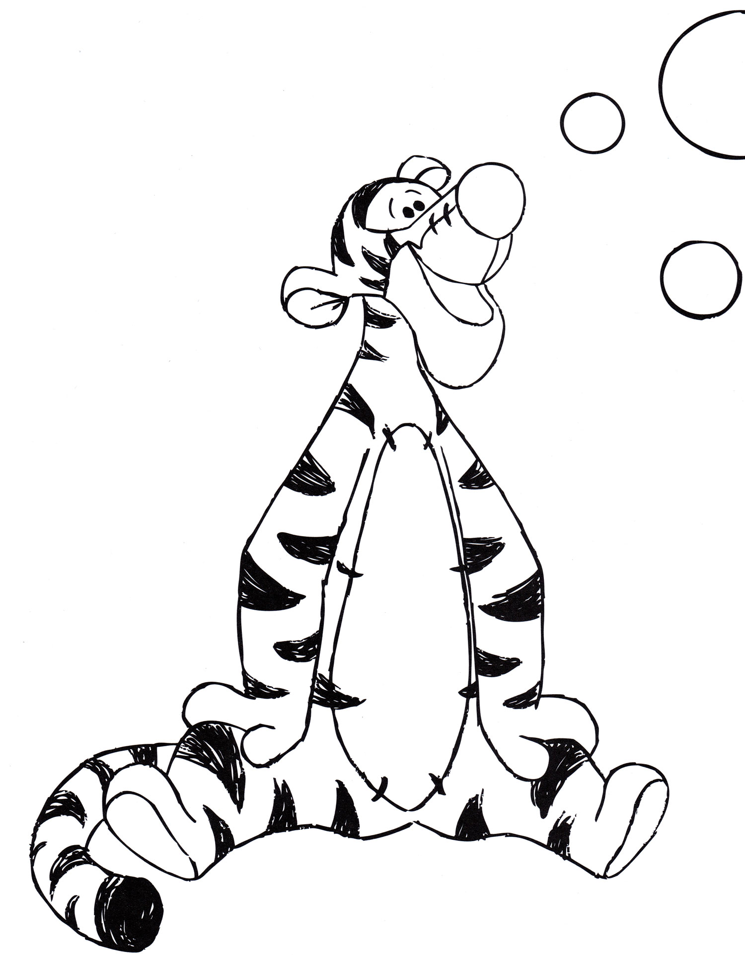 Раскраска Тигра и мыльные пузыри