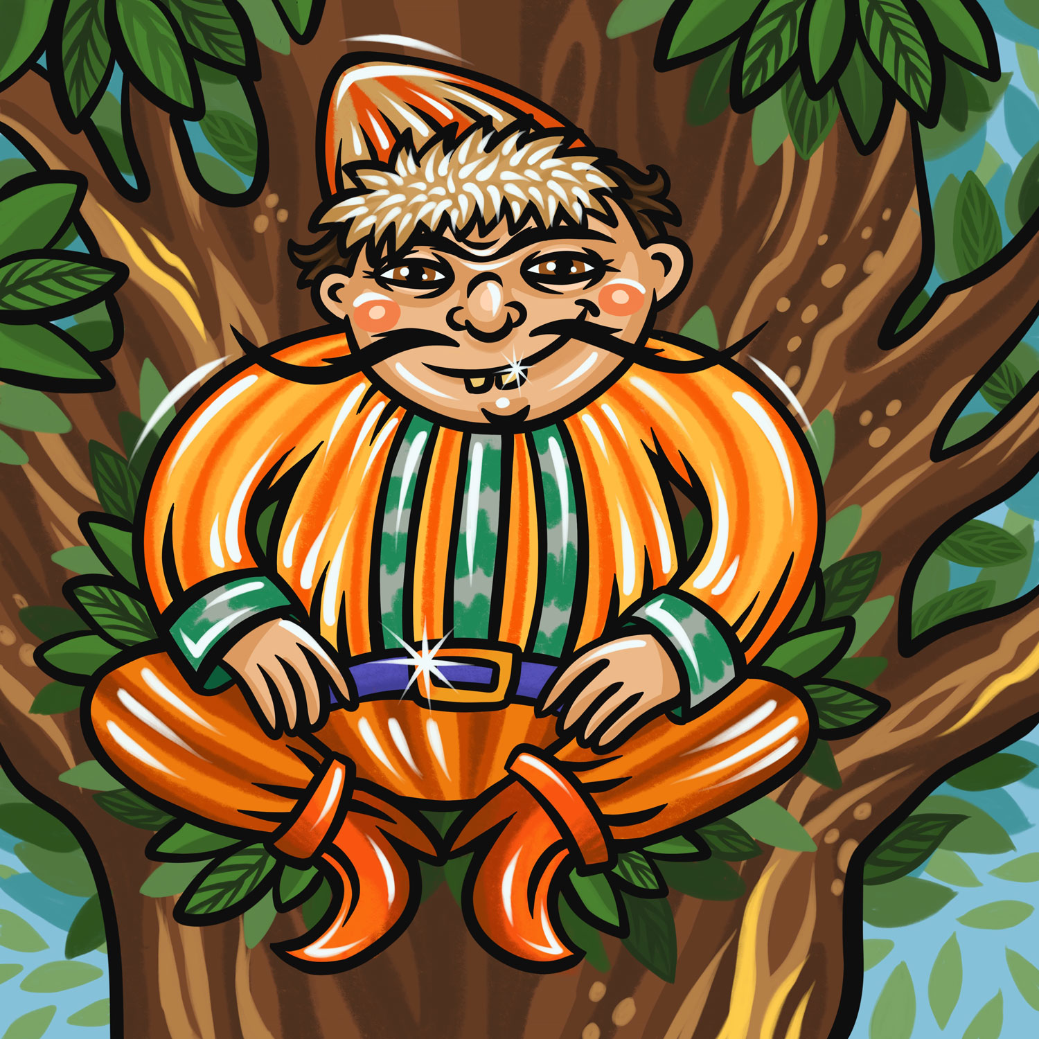 Соловей-разбойник на дереве