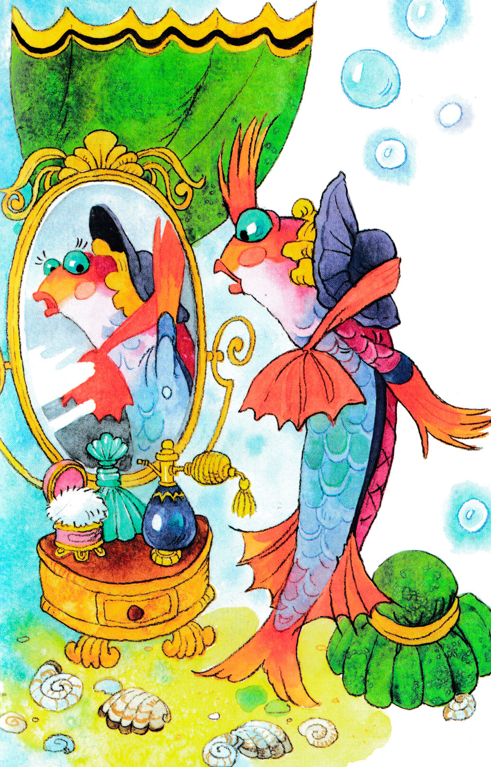 Рыбка смотрится в зеркало