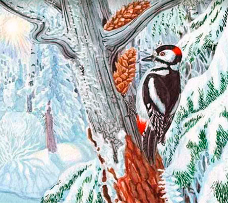 Дятел на дереве