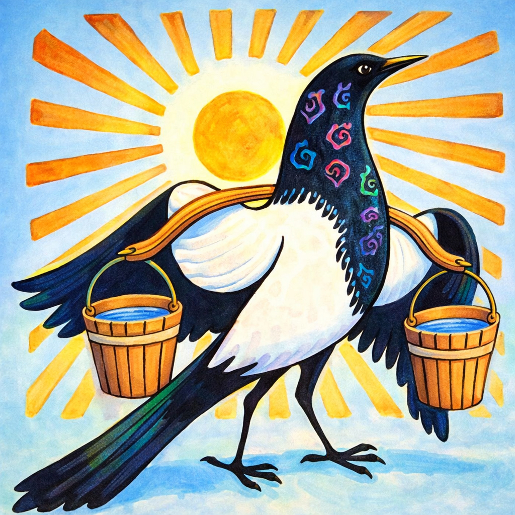 Сорока-белобока с коромыслом