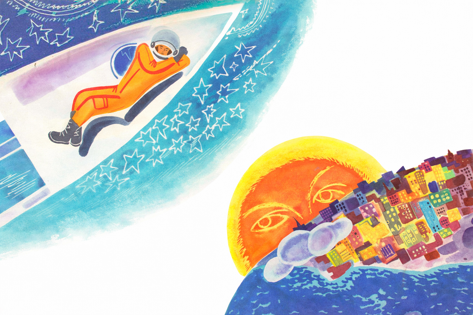 Космонавт смотрит на Землю