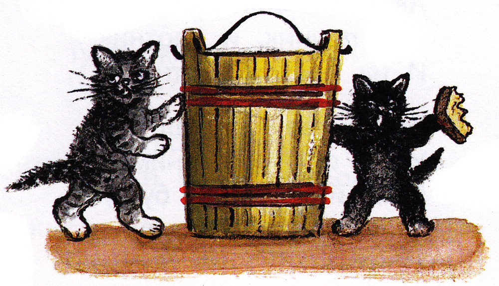 Слушать сказку кошкин дом аудиосказка. Кошкин дом рисунок. Иллюстрации к сказкам кот Кошкин день. Чëлный кот Прискас.