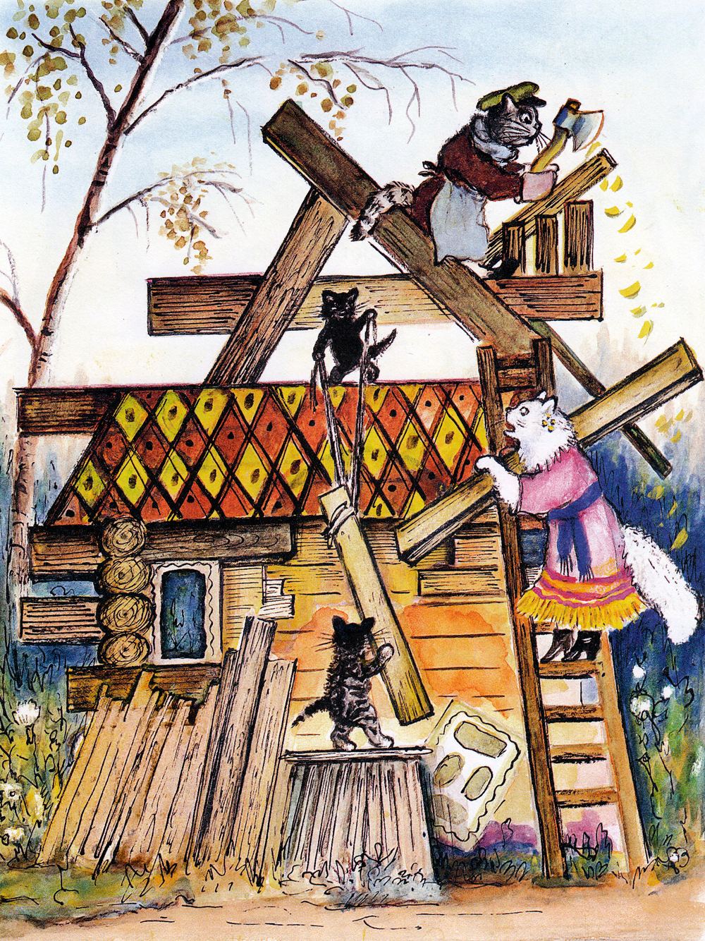 Кошки строят дом