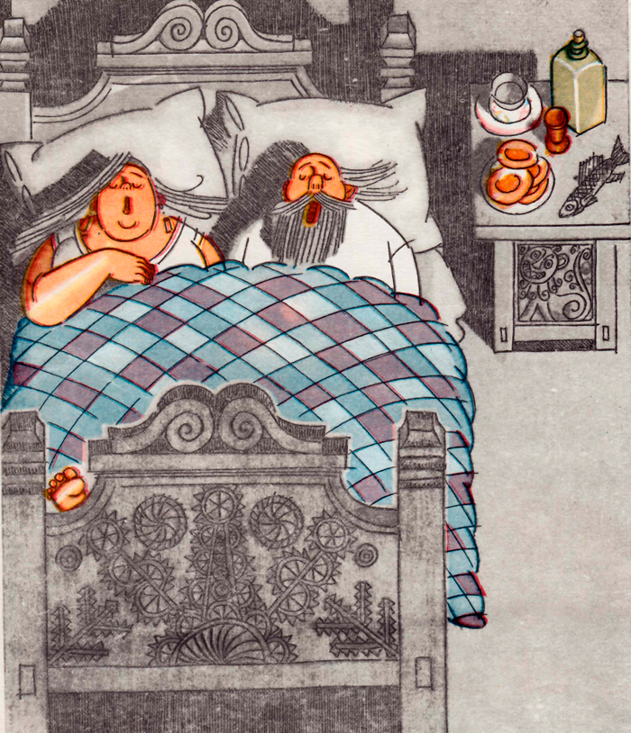 Поп с женой спят в кровати