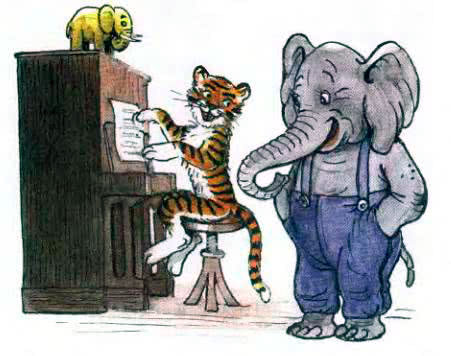 Тигр играет на пианино