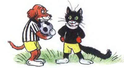 Щенок и кот футболисты