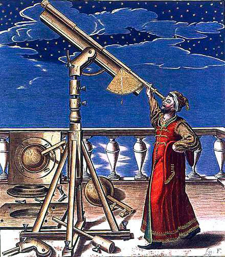 Астроном смотрит в телескоп