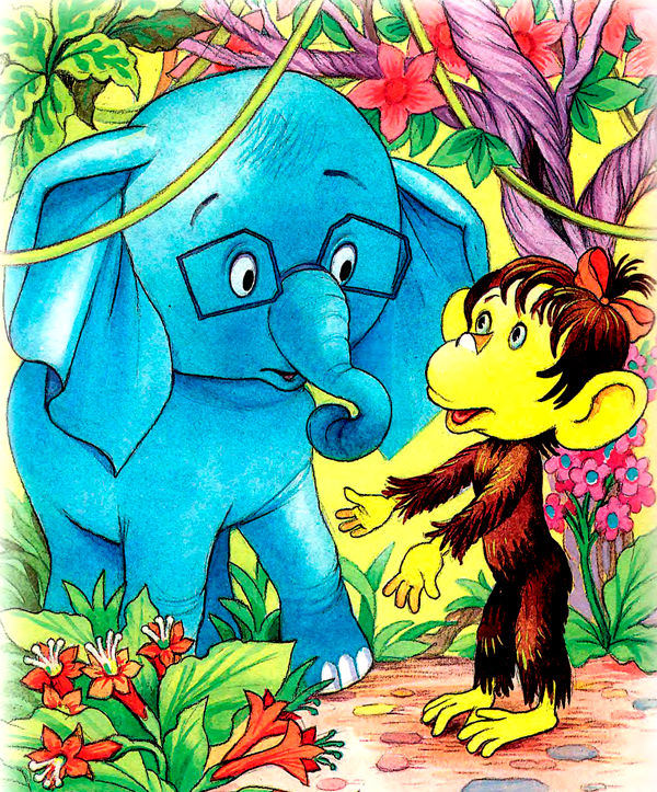 Мартышка и слон разговаривают