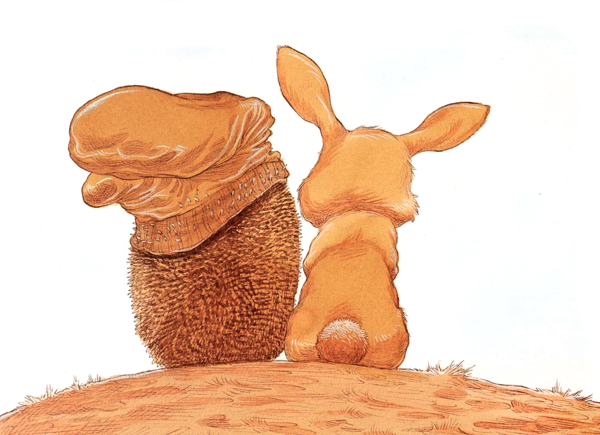 Ежик и Кролик сидят на берегу