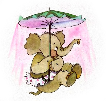 Слониха летит на зонтике