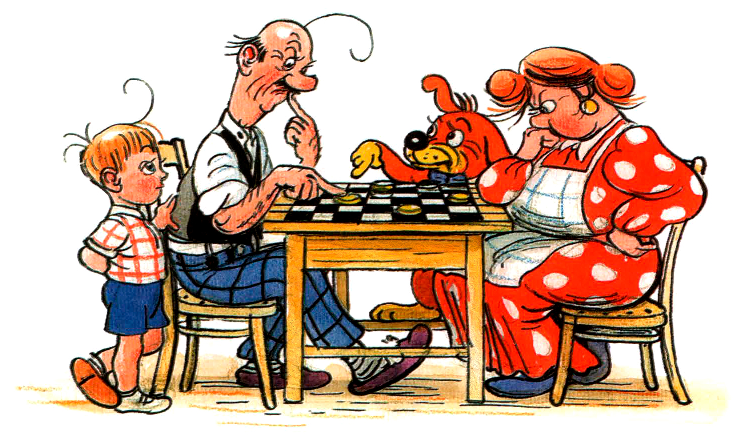 Семья играет в шахматы