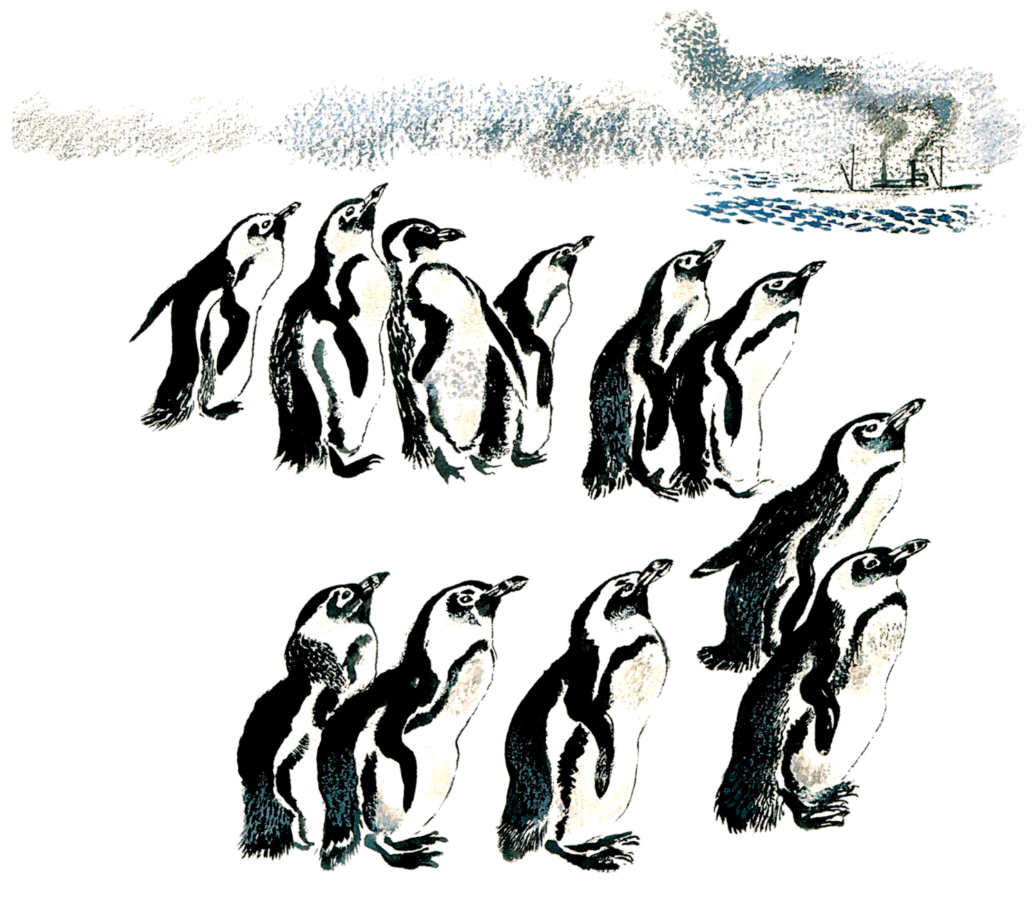 Пингвины и корабль