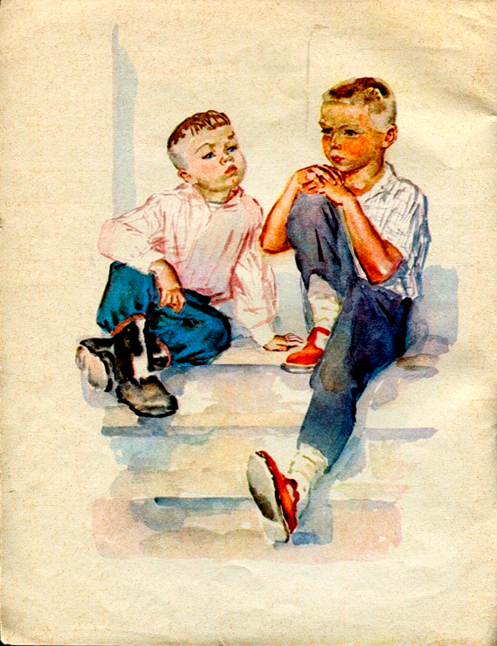 Два мальчика задумчиво сидят