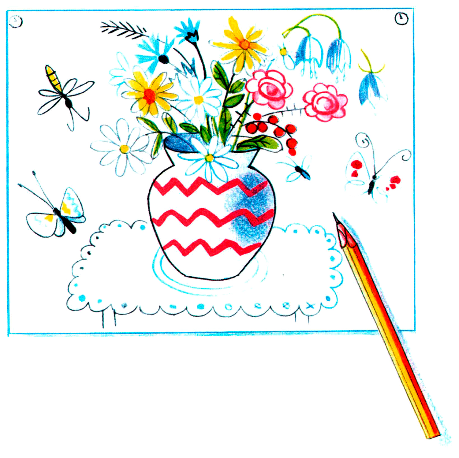 Рисунок вазы с цветами