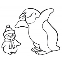 Пингвиненок слушает маму