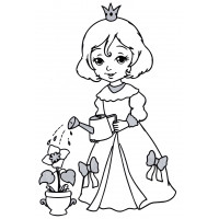 Принцесса поливает цветочек