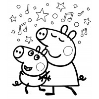 Свинка Пеппа слушает музыку