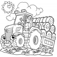 Раскраска для детей 3-4 года игрушечный трактор для мальчиков распечатать